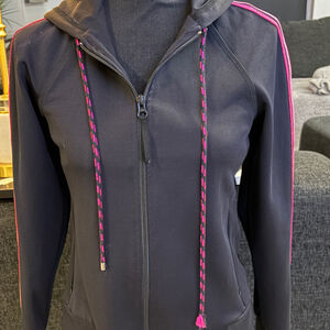 Trina Turk Hot Pink and Black Zip Hoodie XS